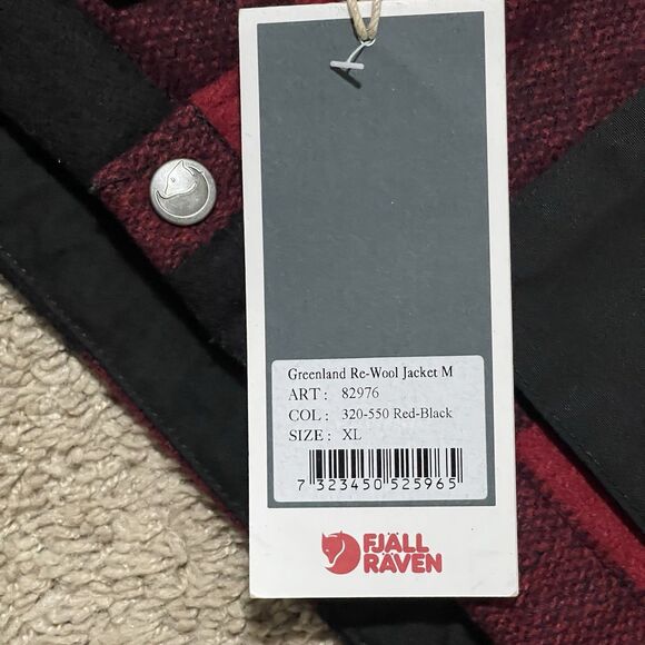 Fjallraven Jacket Mens XL Red Black Greenland Re-Wool Buffalo Plaid Lumberjack - Picture 5 of 12
